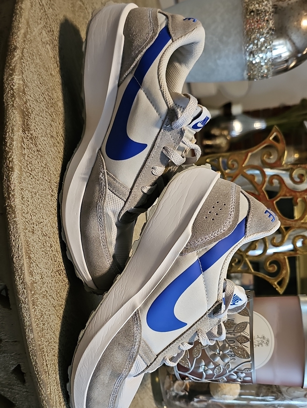 Nike Gray and Blue Retro Runner Casual Sneakers